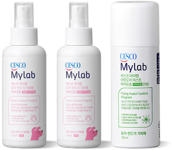 세스코 마이랩 모기 진드기 기피제 반려견용 120 ml x2개 + 아웃도어 미스트 100 ml(인체용) x1개