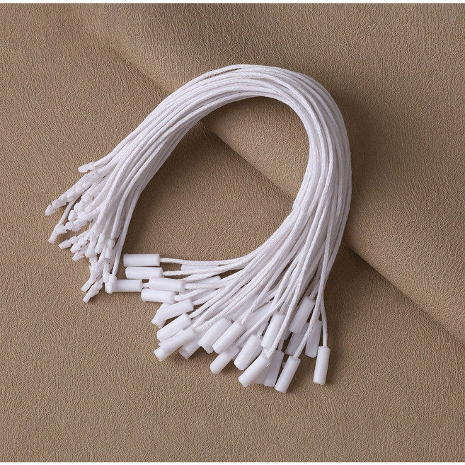 원통형 실고리 택고리 상표끈 플라스틱 끈고리 19~20cm, 100개, 화이트+왁스색