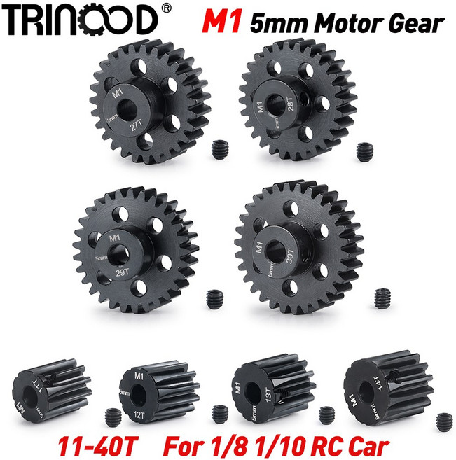 피니언 모터 기어 스틸 금속 M1 트럭 RC 11T~30T 5MM 모델 버기 자동차 부품, 38T