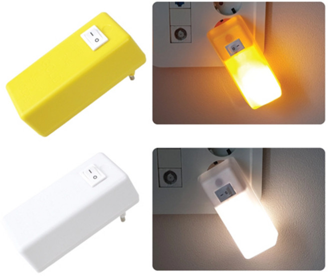 콘센트형 LED 취침등 골드바형 인테리어 조명 무드 수유 침실 수면 실내 등, 노랑 (K-4235)