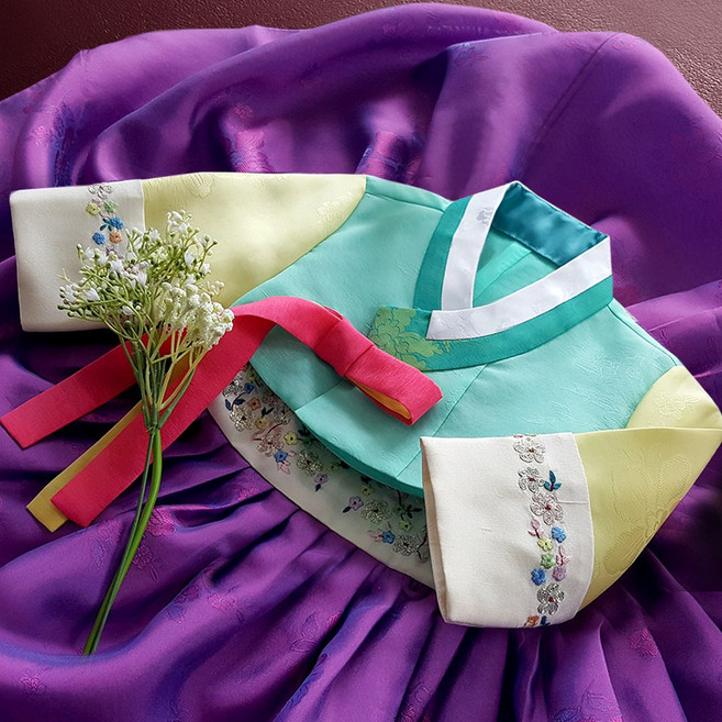 별찌 여아 한복 (1.2세) 돌 아기 베이비 보라색 전통 자수