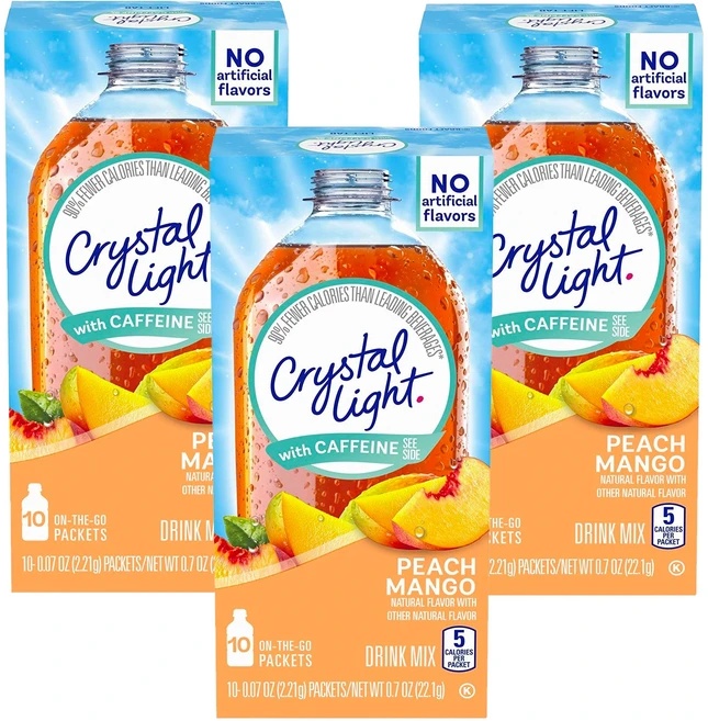 Crystal Light 피치 망고 드링크 믹스 10개입, 2.21g, 3개 - 쿠팡
