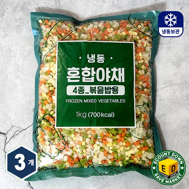 바이오마켓_글로벌 냉동 혼합야채 4종 1kg, 3개