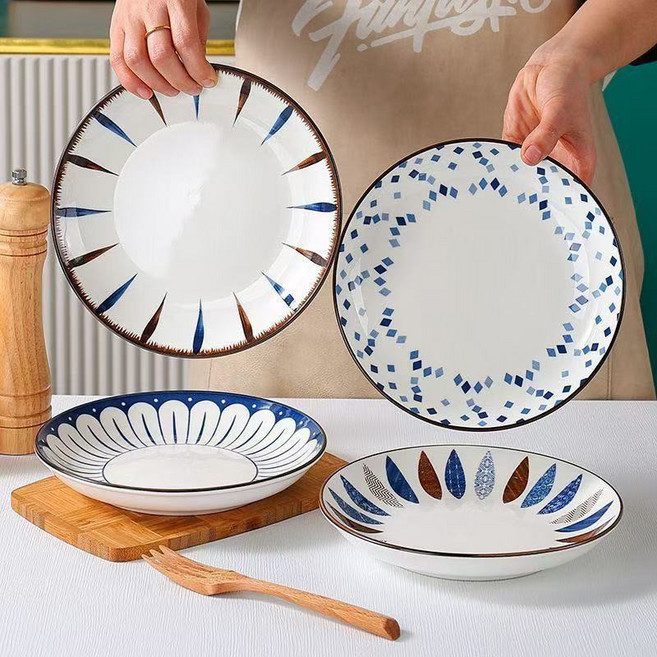 니치유 접시 도자기예쁜접시 세트, 혼색, 20.4cm, 4개