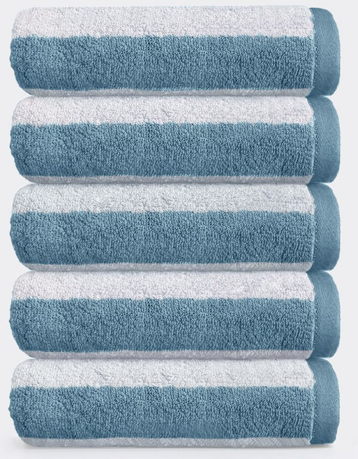 록신 데일리 스트라이프 세면타월 160g 40수 40*90 호텔 수건 세트 시크라인 스트라이프 파스텔, 5개, 파란색