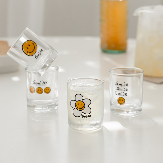 쓰임 헬로우 소주잔 4P 세트, 투명, 1세트