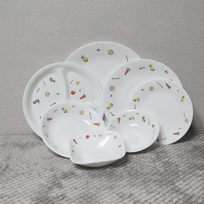 미국 코렐 접시 찬기 앞접시 3절 나눔 칸 그린베리 모닝블루 샐러드, 1개, 샐러드원형접시중