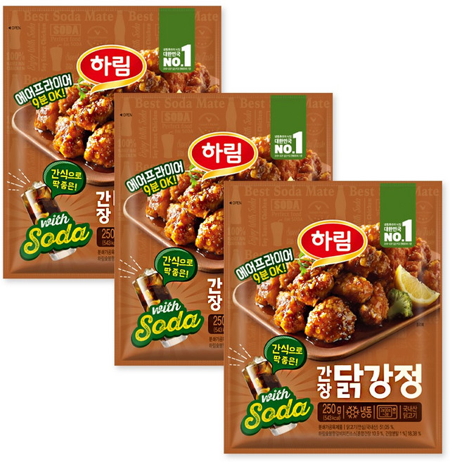 하림 간장닭강정 250g, 3개