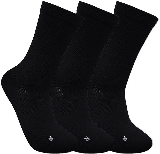 타니스 자전거 크루양말 3켤레 세트, 1세트, 블랙