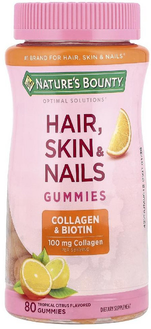 네이처스바운티 헤어 스킨 네일 구미젤리 옵티멀솔루션 콜라겐 비오틴 트로피컬시트러스 80개