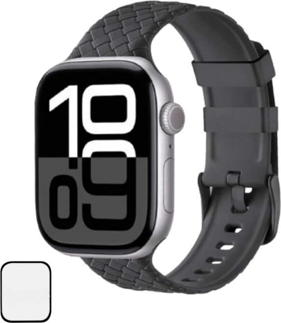 NUBASE 애플워치 호환 체크 솔로루프 실리콘 스트랩 스포츠밴드, 그레이, 1개