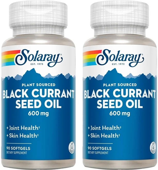 솔라레이 블랙 커런트 씨드 오일 600mg 소프트젤, 90정, 2개 - 쿠팡