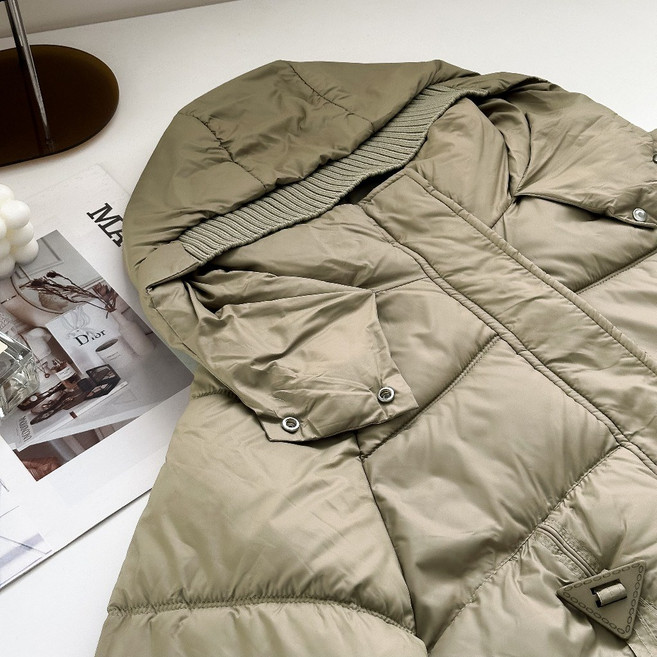 拼接連帽三角造型羽絨服外套 加絨保暖棉服