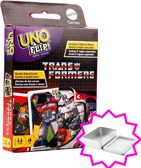 UNO 카드 순발력 보드게임 [보관 틴케이스 증정] MATTEL 정품 해리포터 마인크래프트 트랜스포머 플립 FLIP, 트랜스포머(FLIP)+보관 틴케이스[증정], 1개