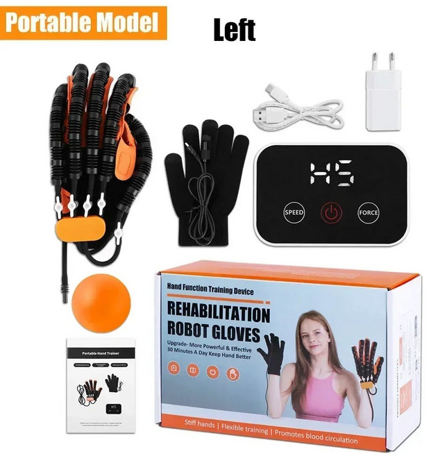손가락교정기버팀대 뇌졸중 편마비 재활 로봇 장갑 손 훈련 마사지 기능 회복 장치, 7)Orange - Left hand, 1개