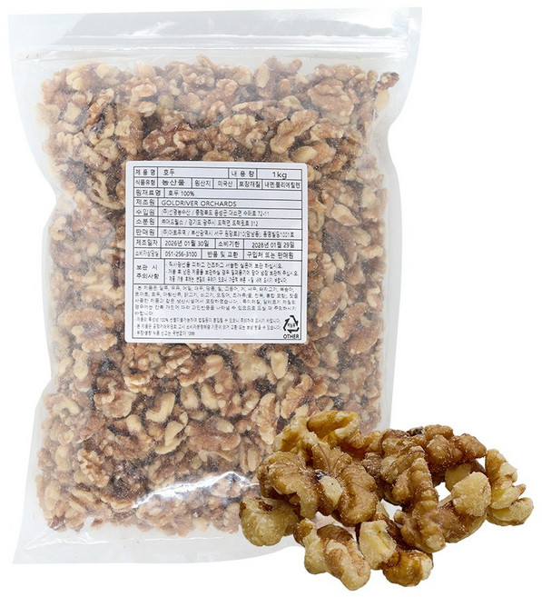 미국산 프리미엄 손질 호두 (1/4태) 대용량 견과류 건강간식, 1개, 1kg