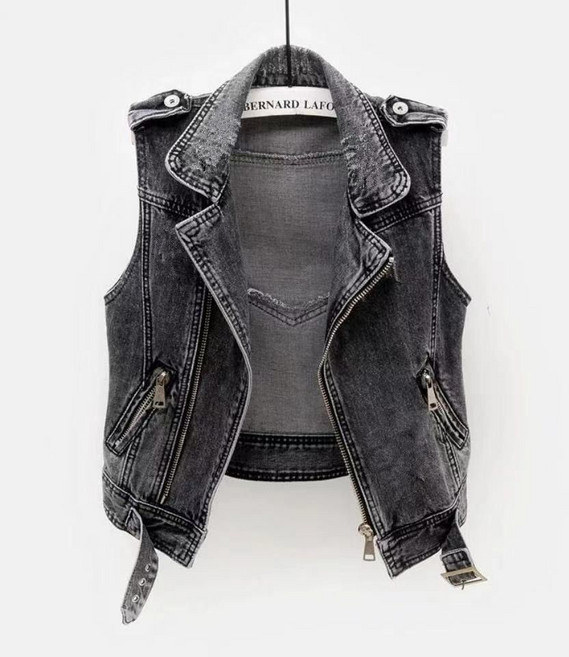 봄 가을 여성 데님 베스트 캐주얼 얇은 민소매 아우터 루즈핏 간절기 청조끼 기질 슬림핏 여자 데님 조끼 베스트 WXY