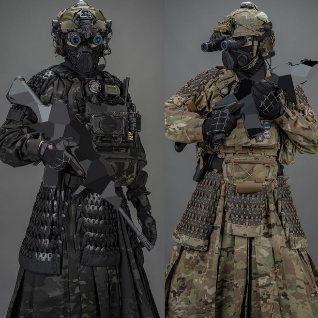 전술 두루마기 위장복 밀리터리 개량한복 멀티캠 카모플라쥬 길리슈트 특수 작전 택티컬, M, 화이트