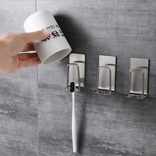 윈프라이스 스텐 칫솔 양치컵 걸이 B304, 1개, 실버