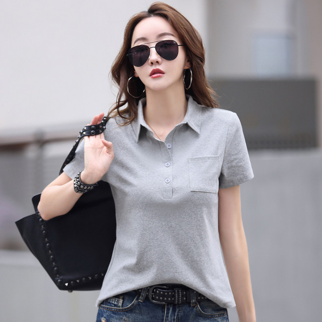 여성 카라 포켓 반팔티셔츠 빅사이즈