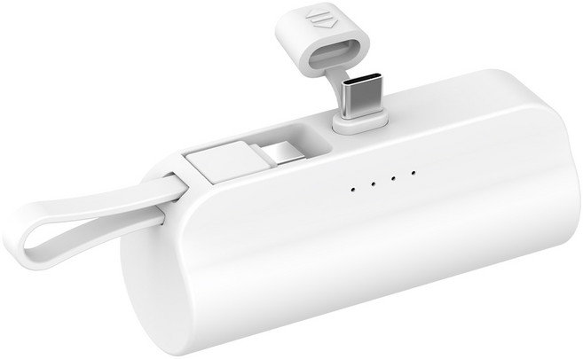 도킹 보조배터리 2in1 일체형 5000mAh, 화이트, 메인 C타입 + 서브 C타입