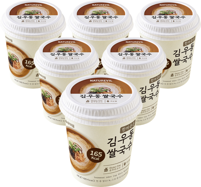 한끼든든 쌀국수 김우동맛 소컵, 6개