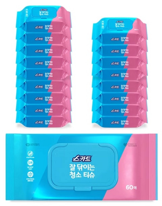 스카트 주방살균 행주티슈, 60개입, 18개