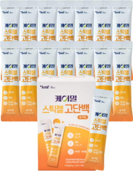 케어밀 스틱젤 고단백 유자맛, 15개, 25g