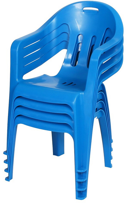 지오리빙 팔걸이 플라스틱의자 4개, 블루