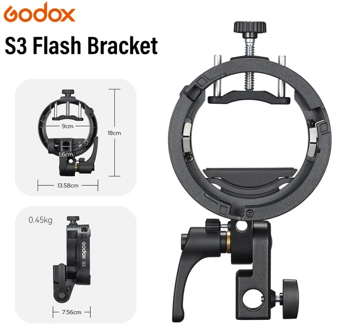 Godox S3 스피드라이트 브래킷 (V100/V1Pro AD200Pro II V860 III/V860II TT350 AD300 호환)