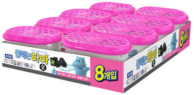 참숯 옷장용 제습제 8px 물먹는하마, 8개, 280g