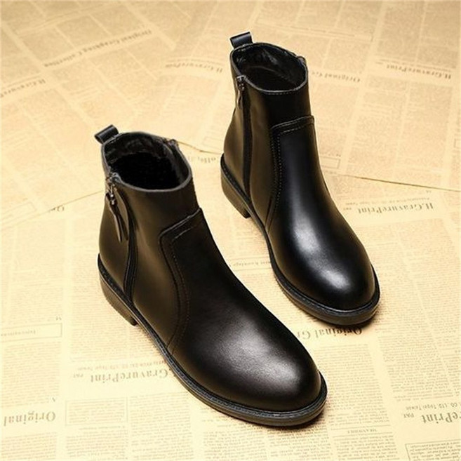 TKX 여성 가죽 앵클 부츠 심플 스타일 봄 가을 패션 신발 간편한 디자인 엄마 슈즈