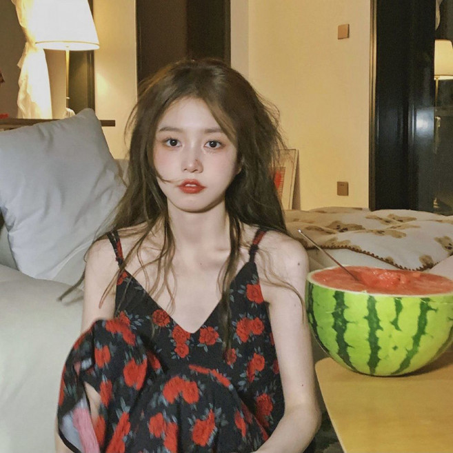 해피유통 여성 빈티지 장미 나시 원피스 A라인 플라워 스커트 jhljq