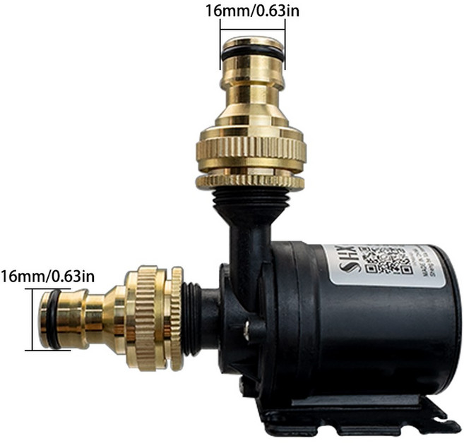 가압펌프 가정용 펌프 가압 자동 안전 급수 부속 무소음 초저소음 DC 12V 24V 5M 헤드 800LH 브러시리스 모터 12 인치 잠수정 샤워 부스터 EU 어댑터 황동 조인트 사, 24V w, 10)Pump and 16mm, 1개