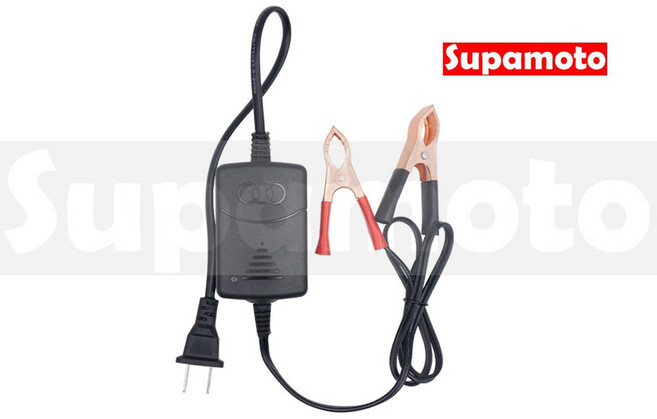 Supamoto 汽車電瓶12V充電器 電池充電 自動過充保護 通用鉛蓄電瓶夾鱷魚夾, 1個, 黑
