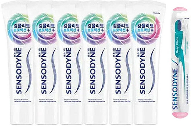 센소다인 컴플리트 프로텍션 플러스 치약 100g 6개+딥클린 칫솔 1입, 1개, 6개