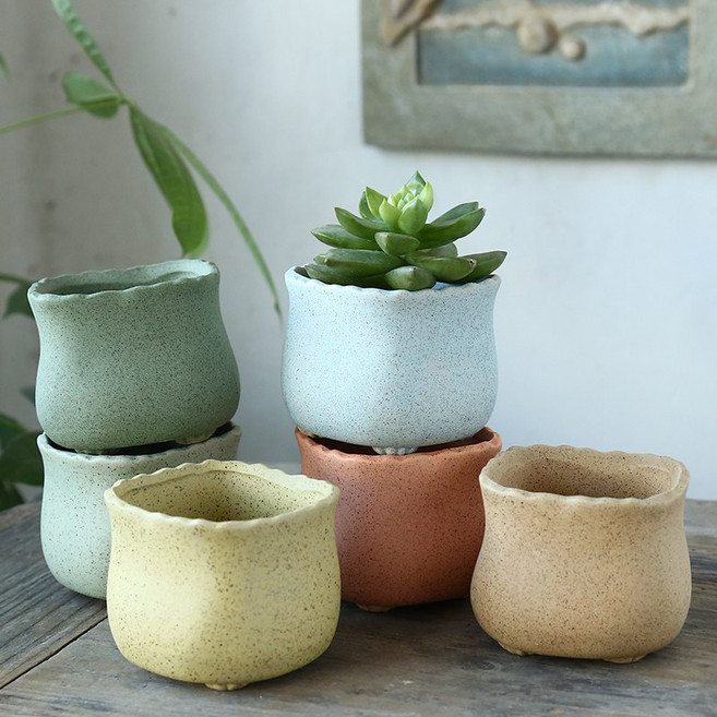 미니팟 토담 유리화병 네모 도자기 미니 화분 소형 화병 6종