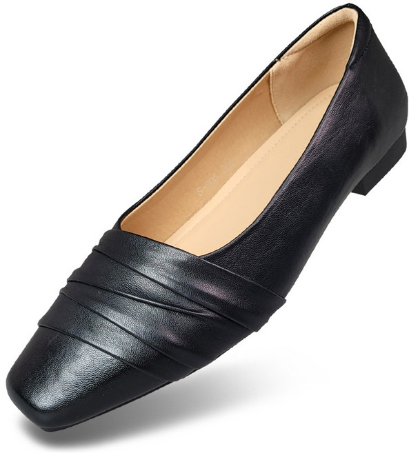 마마슈 여성 플랫 구두 가죽 2cm굽 스퀘어토 경량 A30P