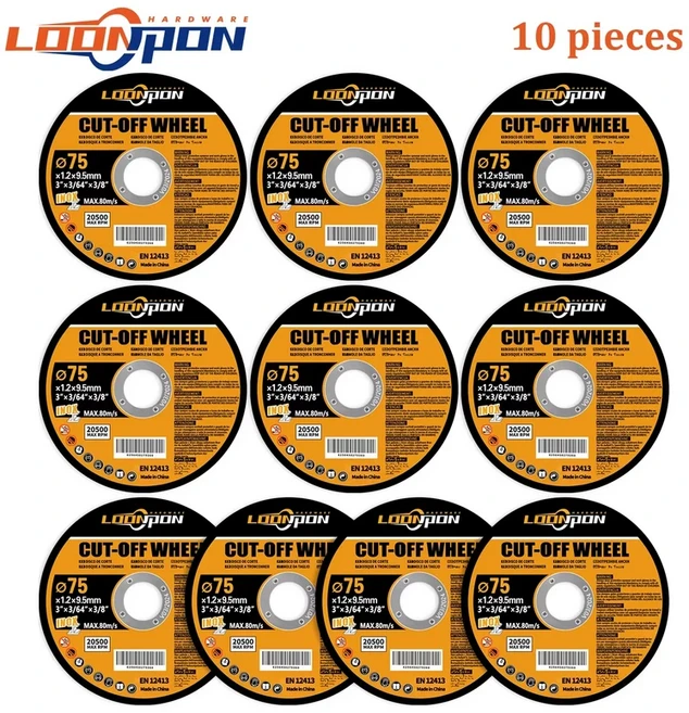 Loonpon 3inch/75mm 금속 커팅 디스크 휠 절단 원형 톱 블레이드 그라인딩 스테인레스 스틸 용 앵글, 01 빠른  Mainland, 1개, 08 10 pieces