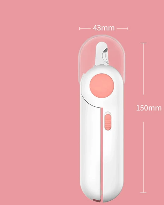 LED 조명이 있는 고양이 개 손톱깎이 반려동물 손질 용품 발톱 네일 파일 트리머 강아지 새끼 관리 미, Pink, 02 Pink, 1개