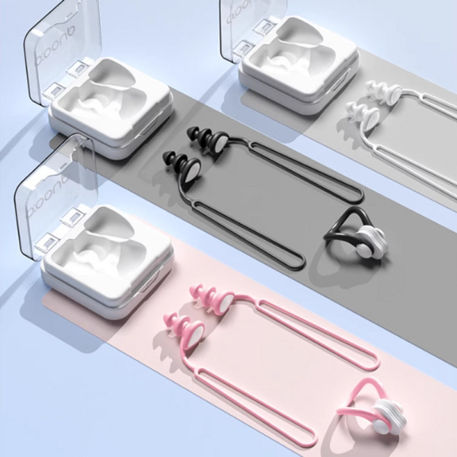 다스몰 실리콘 수영장 수영 귀마개 코마개 세트, 1개, 블랙(귀마개+코마개)