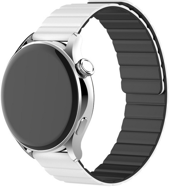 SKENOS 20mm 22mm 표준 실리콘 마그네틱 스트랩 갤럭시워치 레드미워치5 어메이즈핏 와피치 호환, 화이트(블랙), 1개