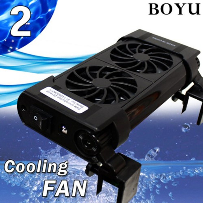 BOYU 무소음 쿨링팬 2구 FS-602 / 보유 냉각팬 수족관 어항 수조 CRS 구피 쉬림프 온도조절 냉각기 온도계, 1개