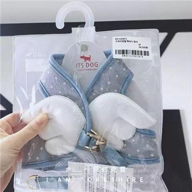 애견 하네스 귀여운 천사날개 목줄, 1개, 블루엔젤