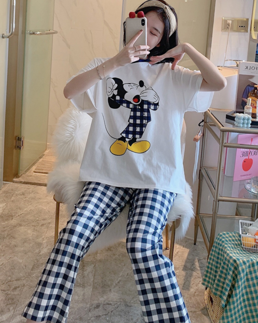 디즈니 미키 도날드 반팔 반바지 세트 잠옷 홈웨어 학생 성인 잠옷