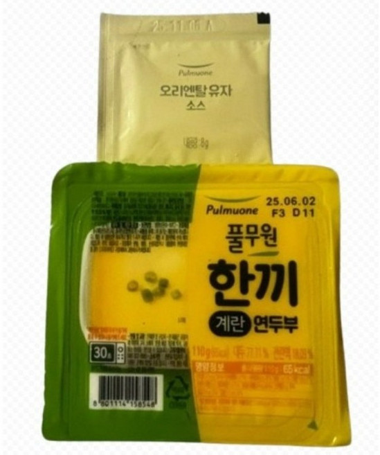 [풀무원] 한결고소하게 한끼계란연두부 유기농콩 오리엔탈유자소스, 2개, 118g
