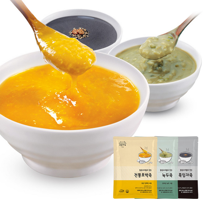 CS001 서울마님죽 호박죽+녹두죽+흑임자죽 set, 500g, 1세트
