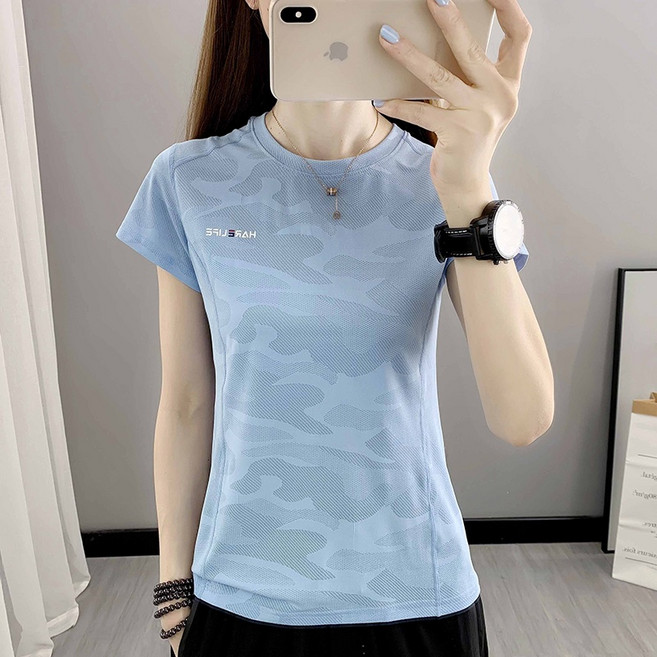 排汗衣 吸濕排汗 運動短袖上衣女 機能衣 舒適透氣速乾迷彩運動上衣