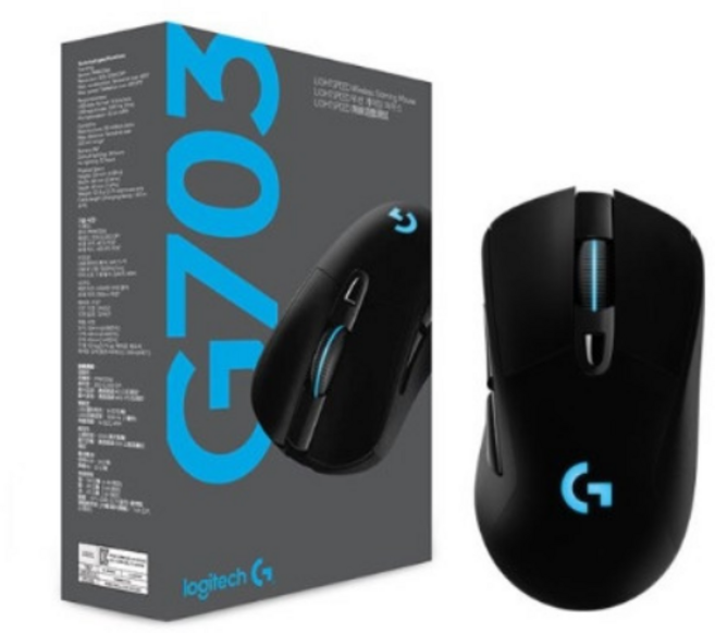 [쿠팡수입] 로지텍 G703 LIGHTSPEED 무선 게이밍 마우스 HERO 센서, MR0080, 블랙