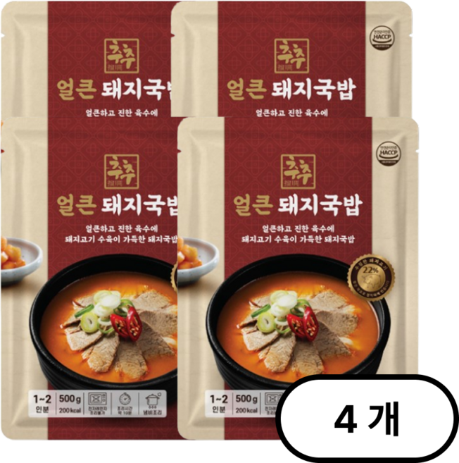 추추얼큰돼지국밥, 500g, 4개